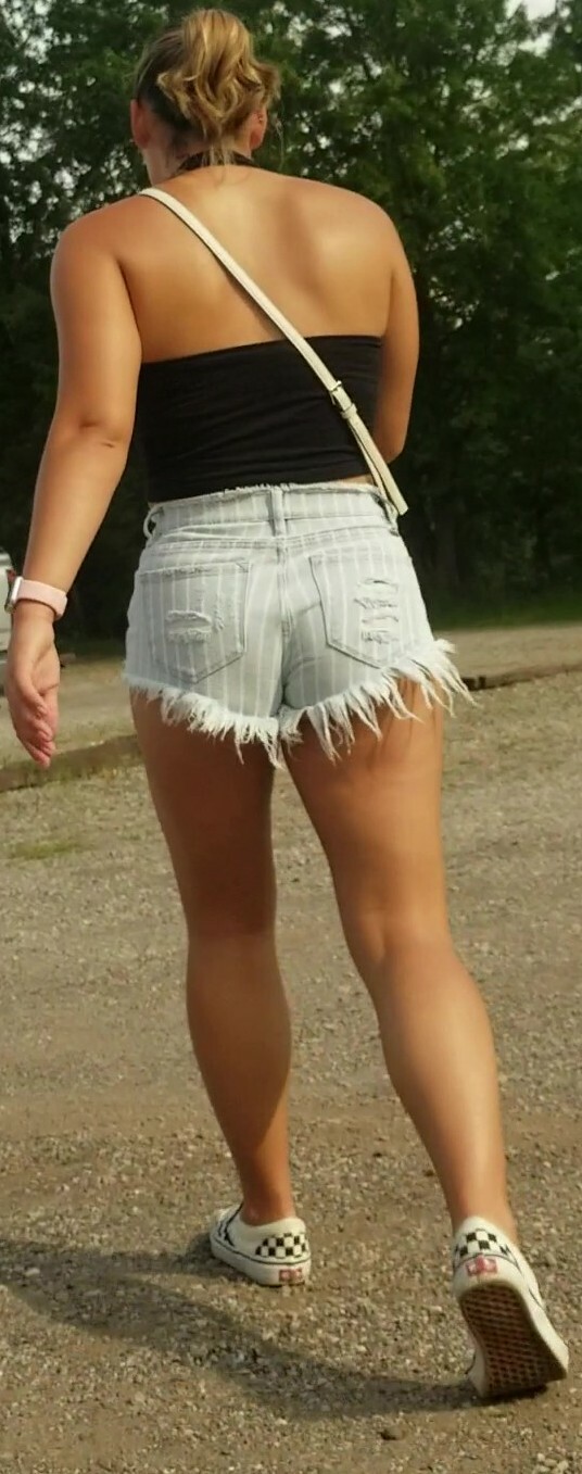Jean shorts riding up hungry booty wedgie pick — 11