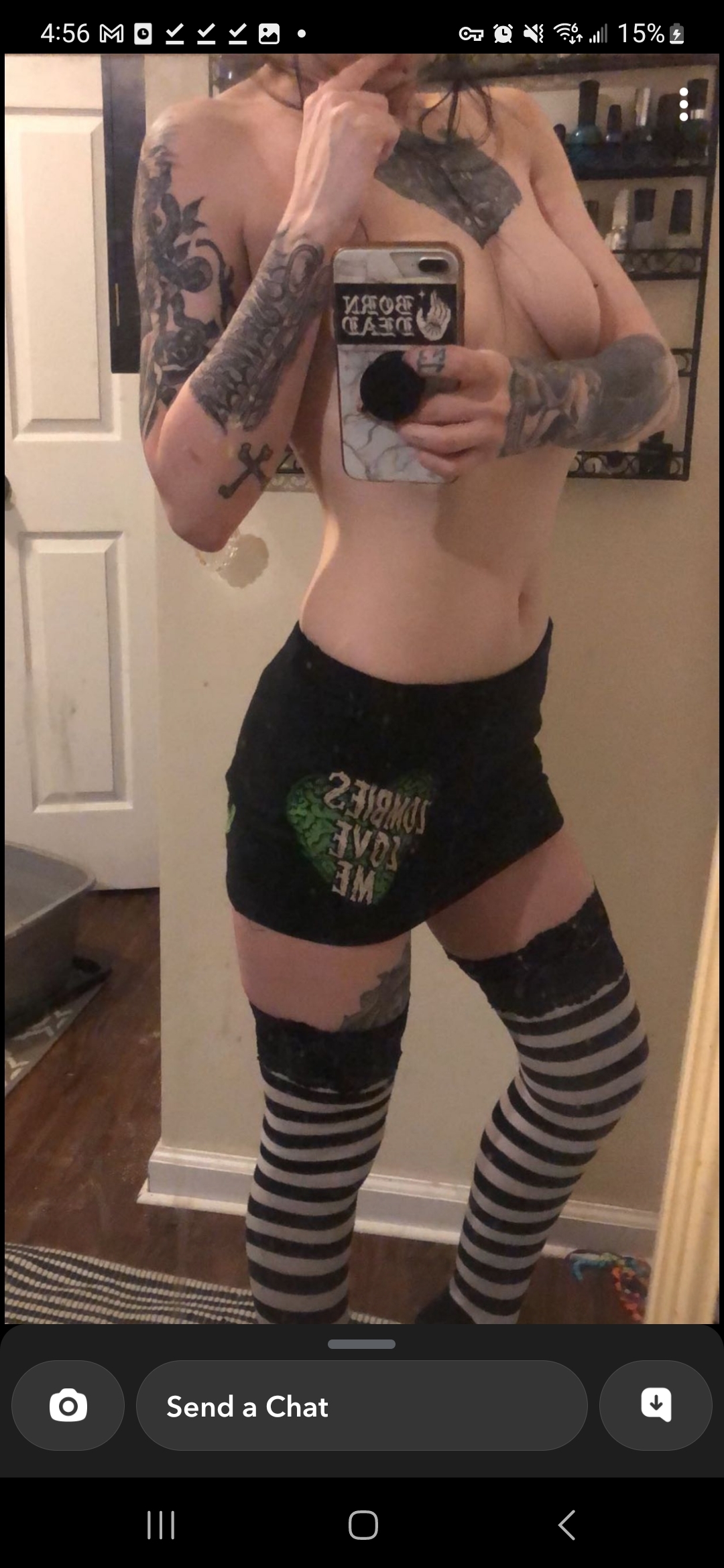 Slutty tattooed emo girl stripping — 19