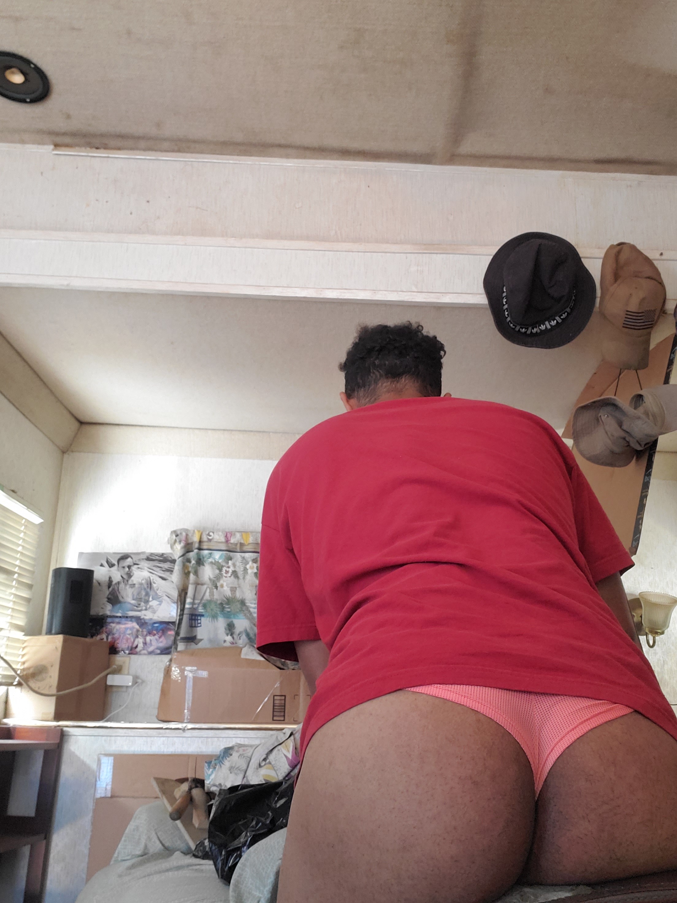 Bi guy in his panties, showing off fat ass — 33